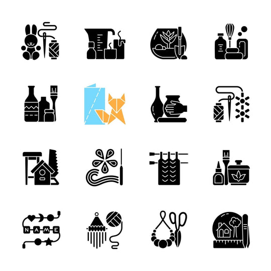 Trending hobbies black glyph icons set on white space