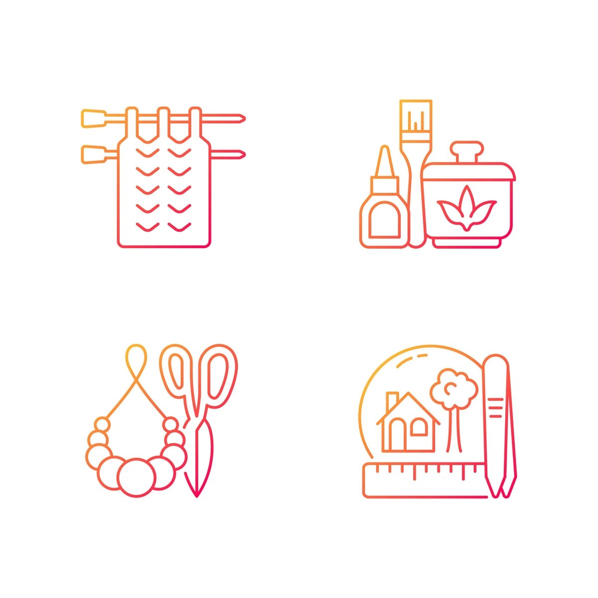 Trending hobbies gradient linear vector icons set