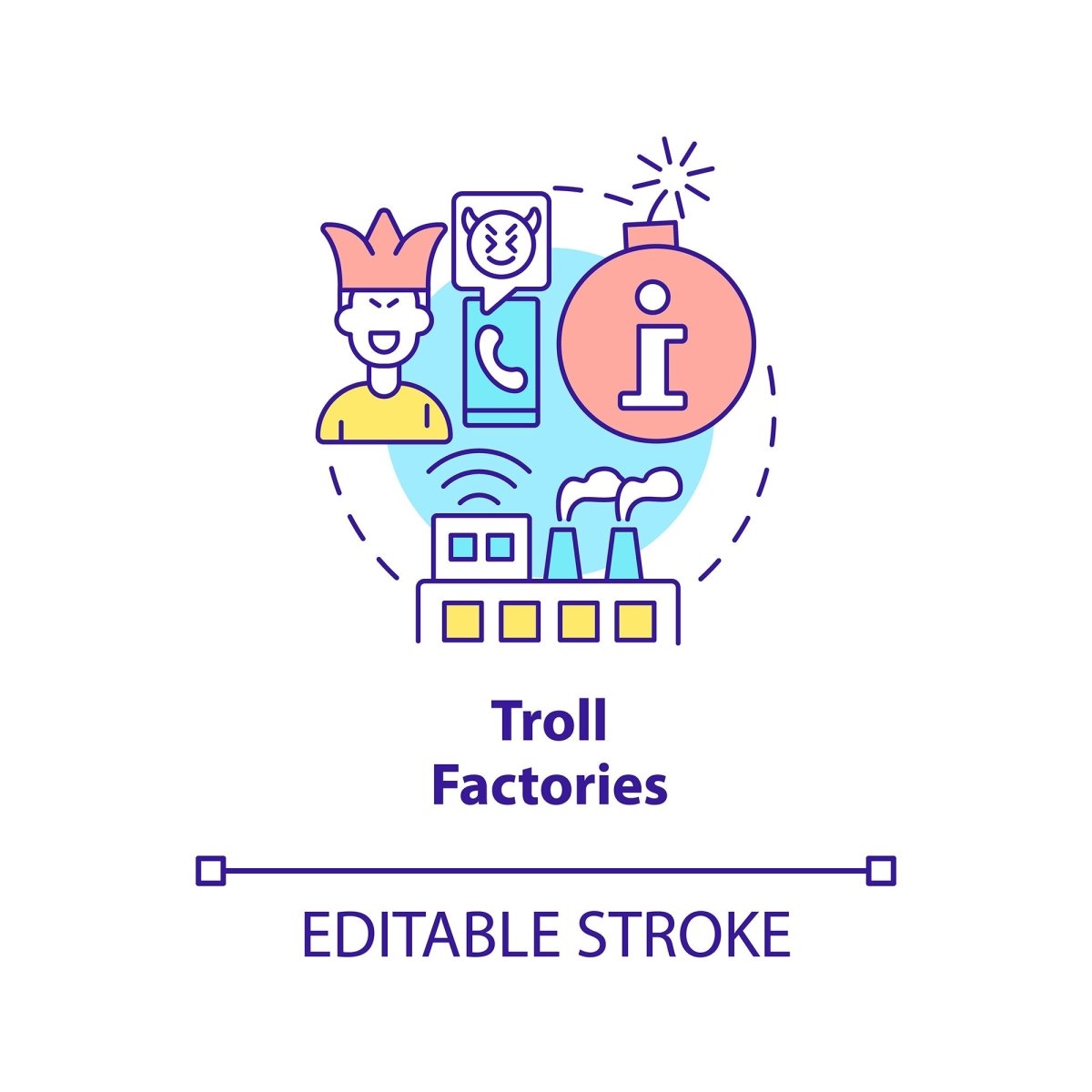 Troll factories concept icon