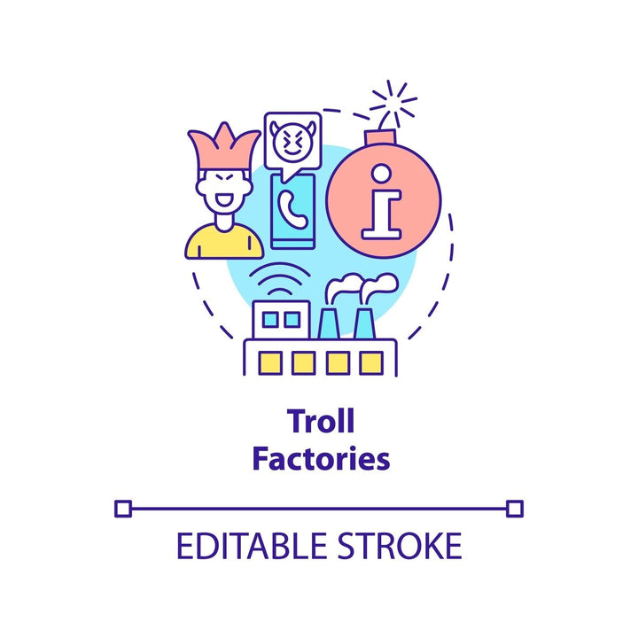 Troll factories concept icon