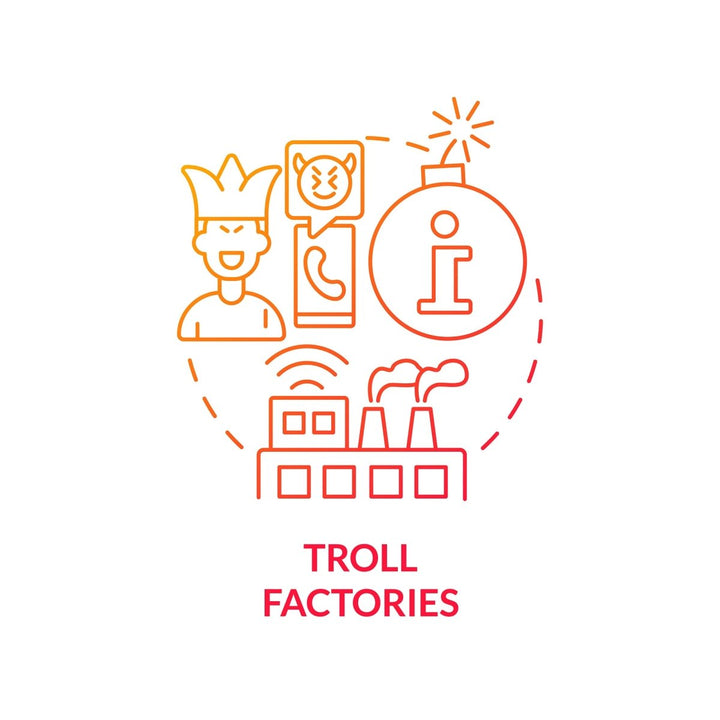 Troll factories red gradient concept icon