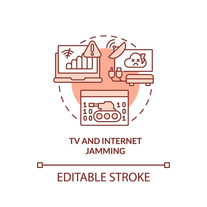 TV and internet jamming red concept icon