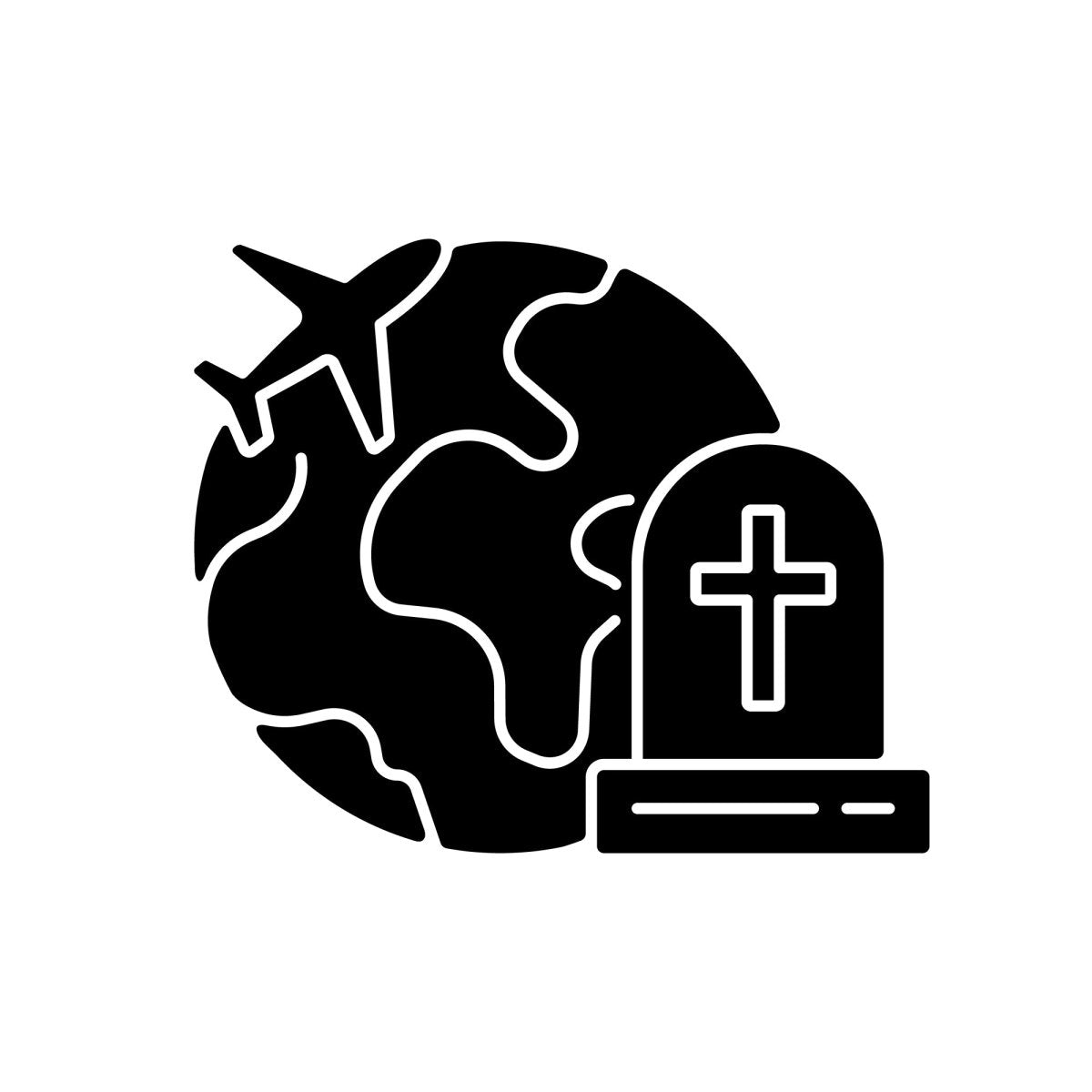 Types of travel black glyph icons set on white space