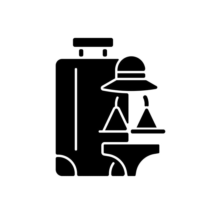 Types of travel black glyph icons set on white space
