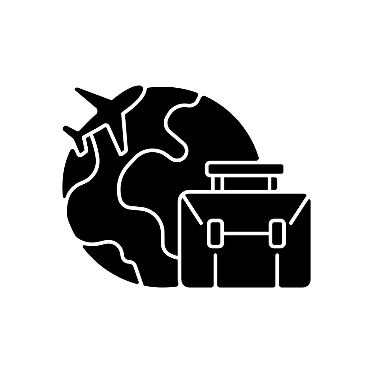 Types of travel black glyph icons set on white space