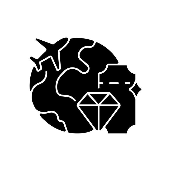 Types of travel black glyph icons set on white space