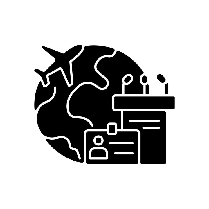 Types of travel black glyph icons set on white space