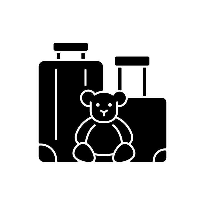 Types of travel black glyph icons set on white space