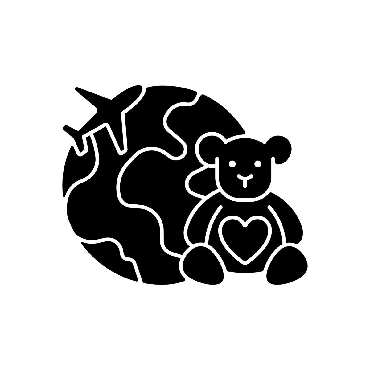 Types of travel black glyph icons set on white space