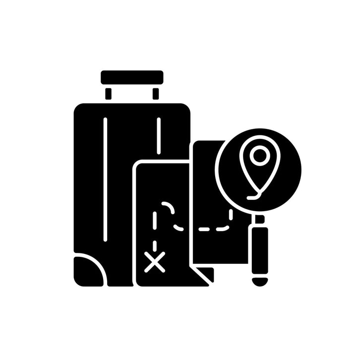 Types of travel black glyph icons set on white space
