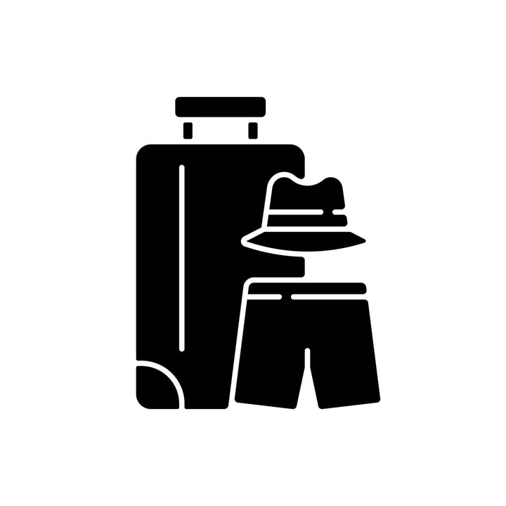 Types of travel black glyph icons set on white space
