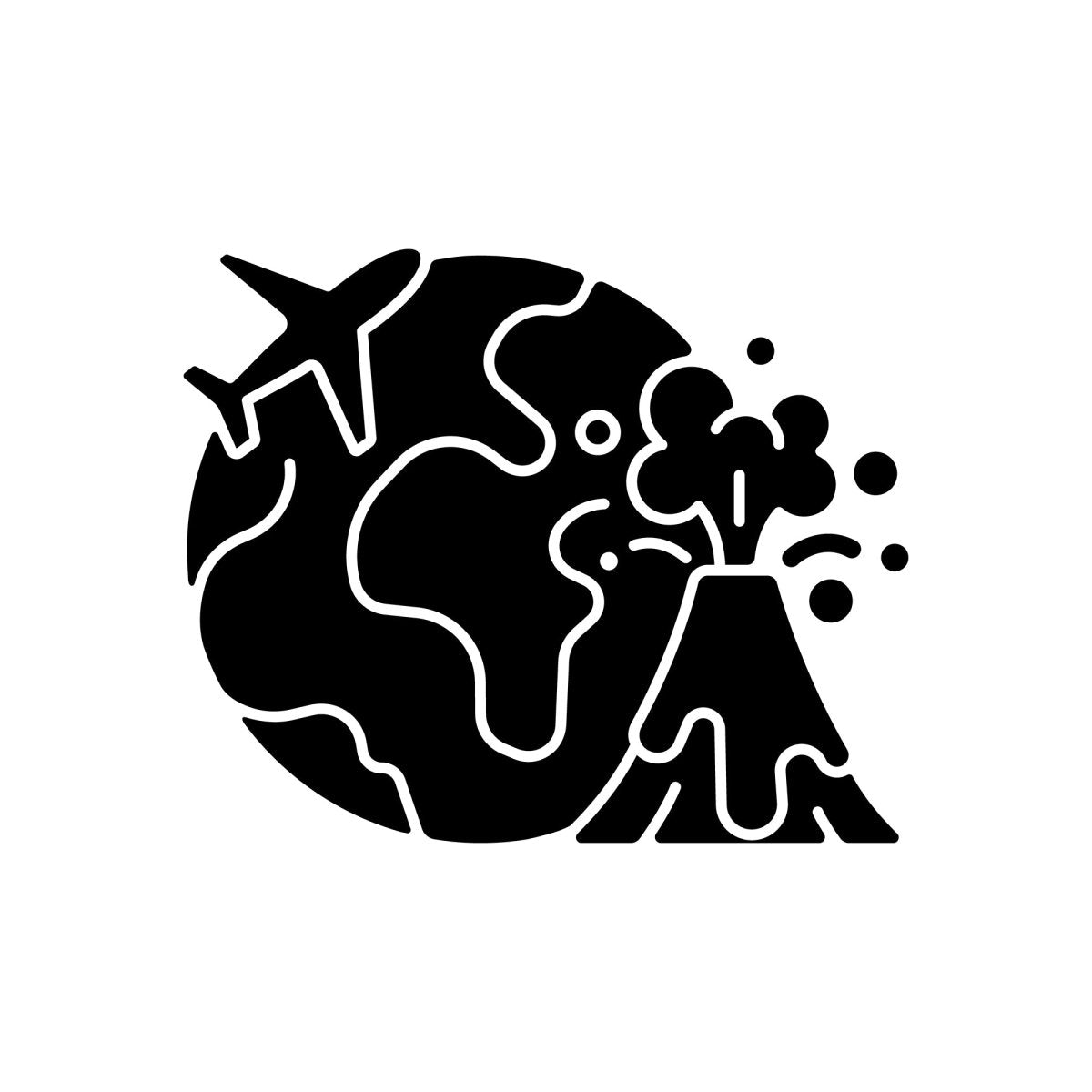 Types of travel black glyph icons set on white space