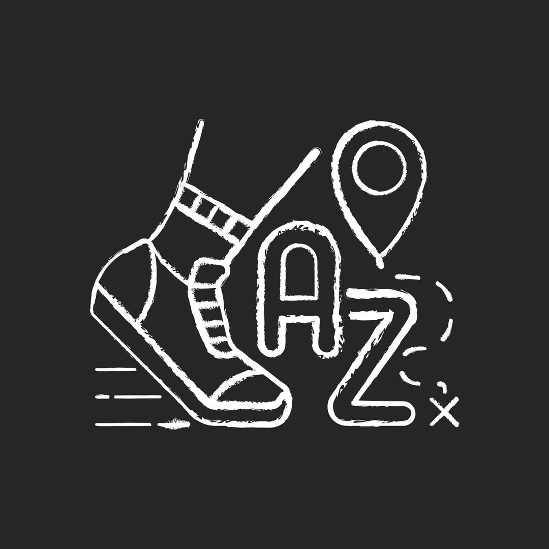 Types of travel chalk white icons set on dark background