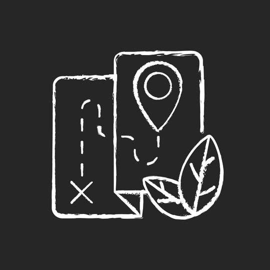 Types of travel chalk white icons set on dark background