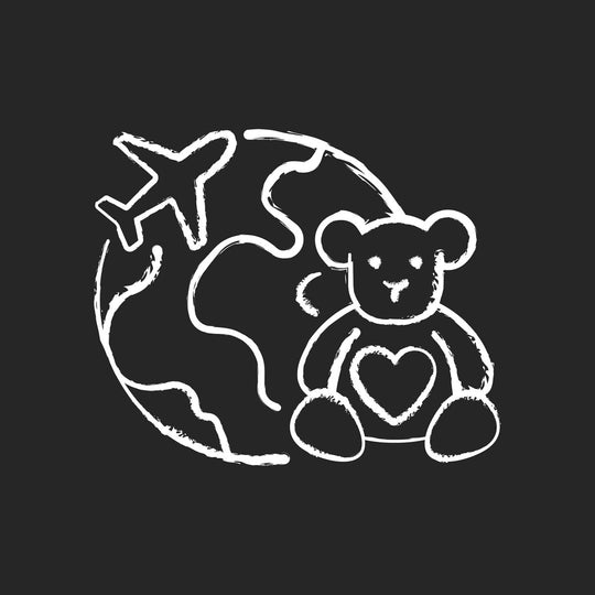 Types of travel chalk white icons set on dark background