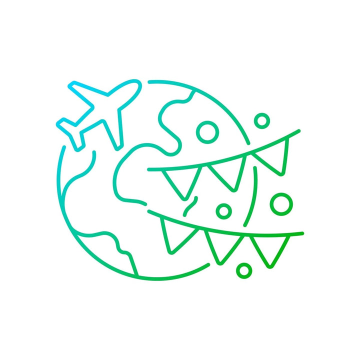 Types of travel gradient linear vector icons set