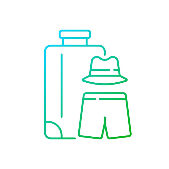 Types of travel gradient linear vector icons set