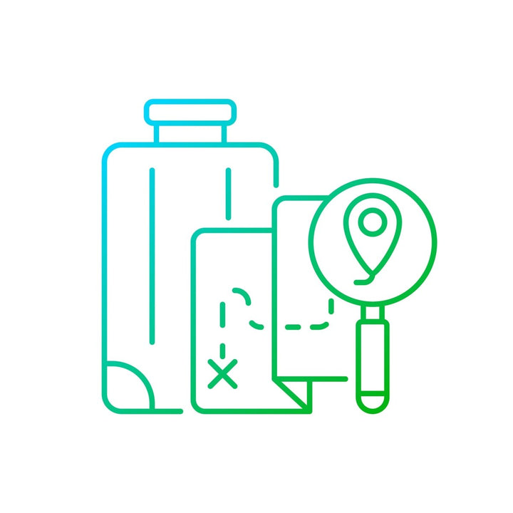 Types of travel gradient linear vector icons set