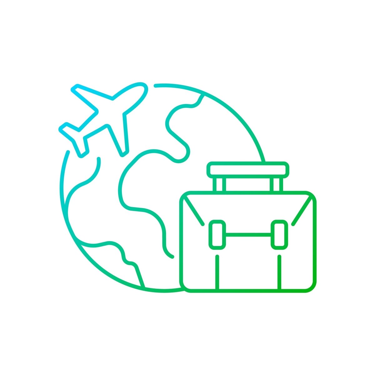 Types of travel gradient linear vector icons set