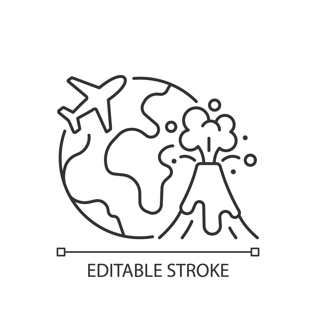 Types of travel linear icons set