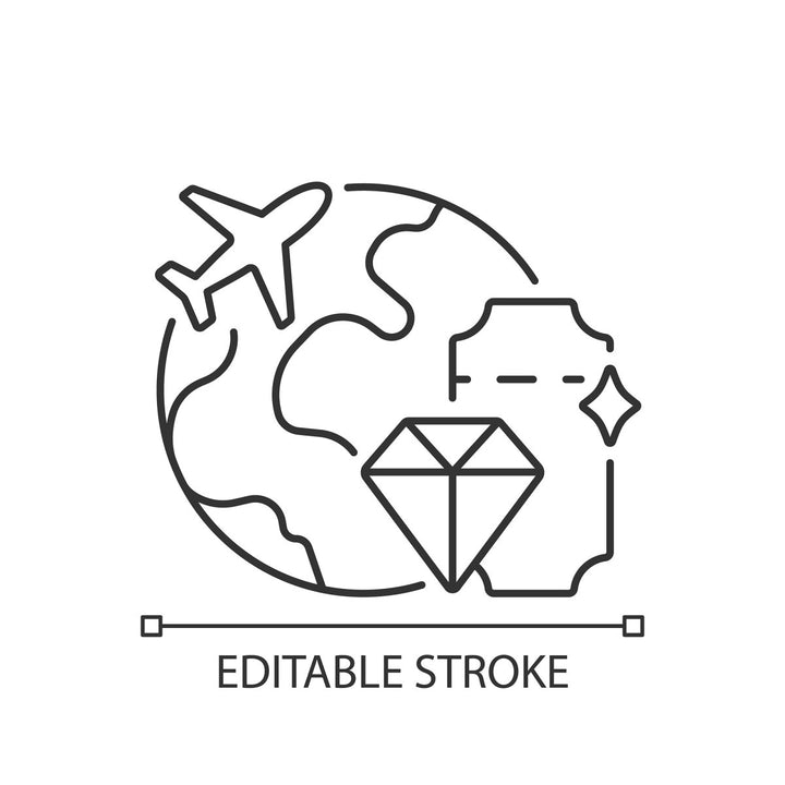 Types of travel linear icons set
