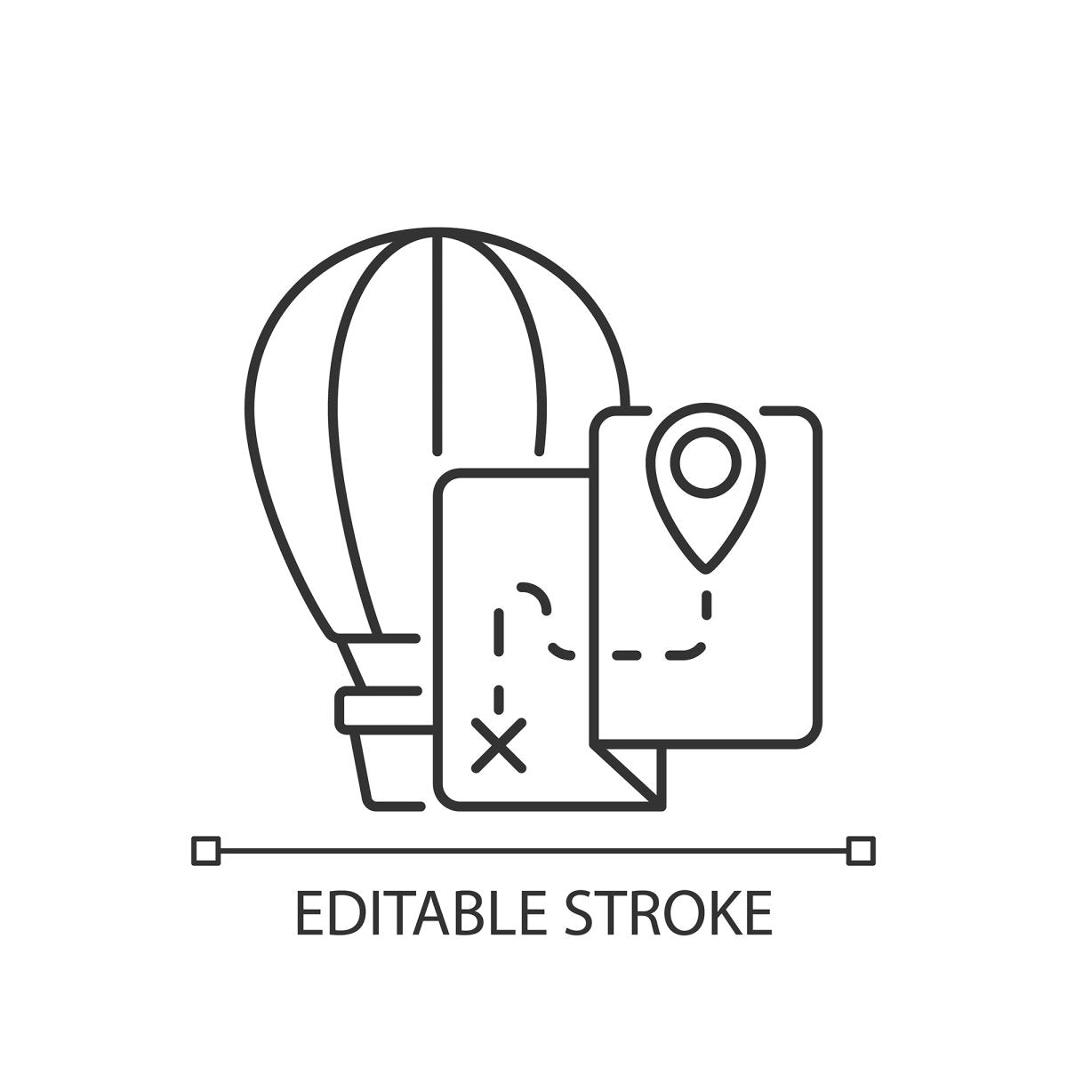 Types of travel linear icons set