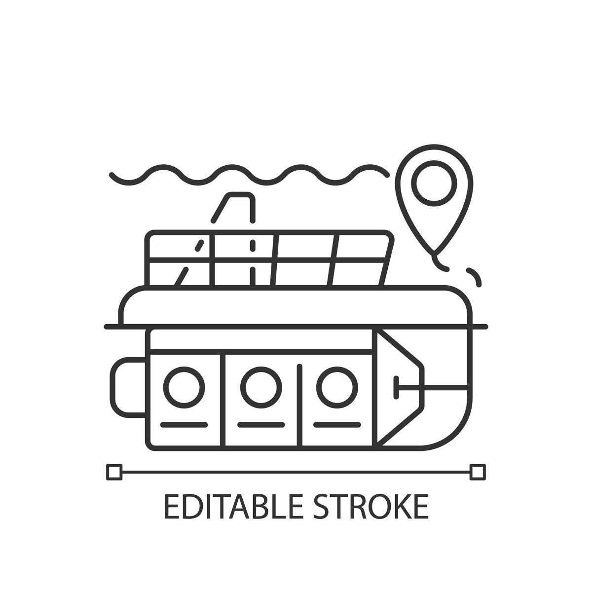 Types of travel linear icons set