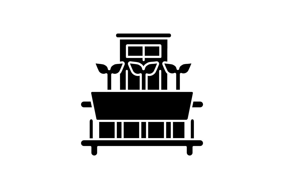 Urban farming black glyph icons set on white space