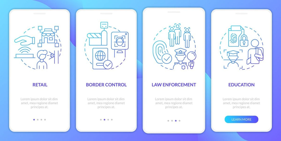 Usage of biometric technology mobile app screen set