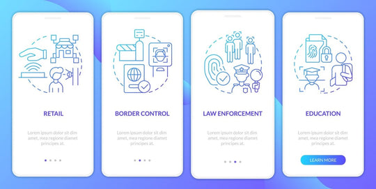 Usage of biometric technology mobile app screen set