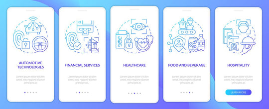 Usage of biometric technology mobile app screen set