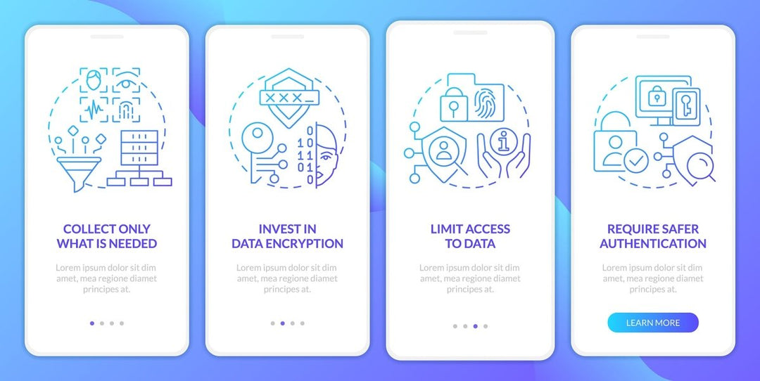 Usage of biometric technology mobile app screen set