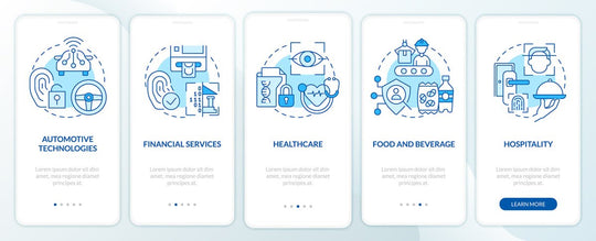 Usage of biometric technology mobile app screen set