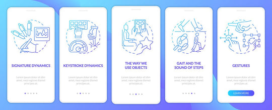 Usage of biometric technology mobile app screen set