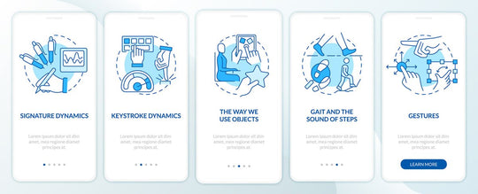 Usage of biometric technology mobile app screen set