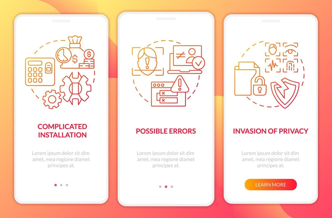 Usage of biometric technology mobile app screen set