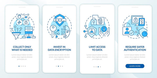 Usage of biometric technology mobile app screen set