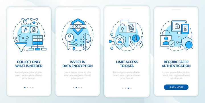 Usage of biometric technology mobile app screen set