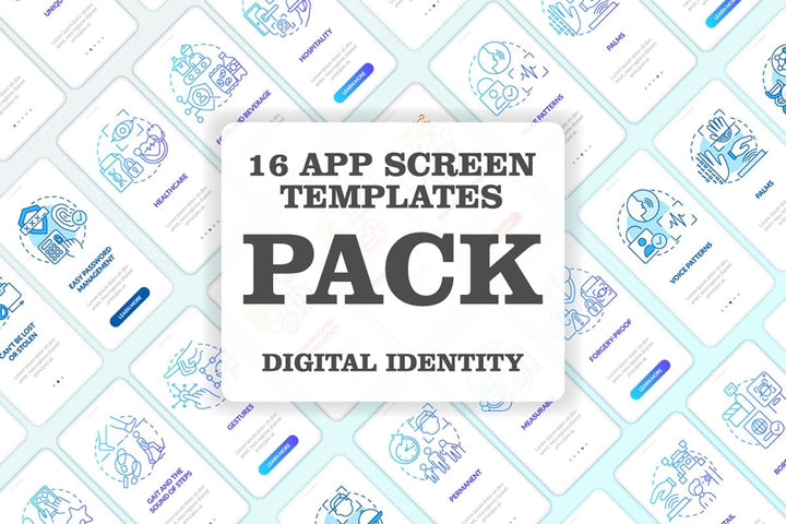 Usage of biometric technology mobile app screen set