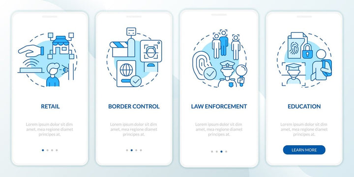 Usage of biometric technology mobile app screen set