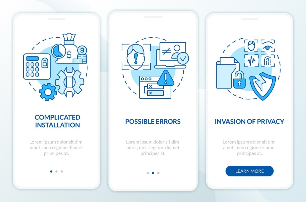 Usage of biometric technology mobile app screen set
