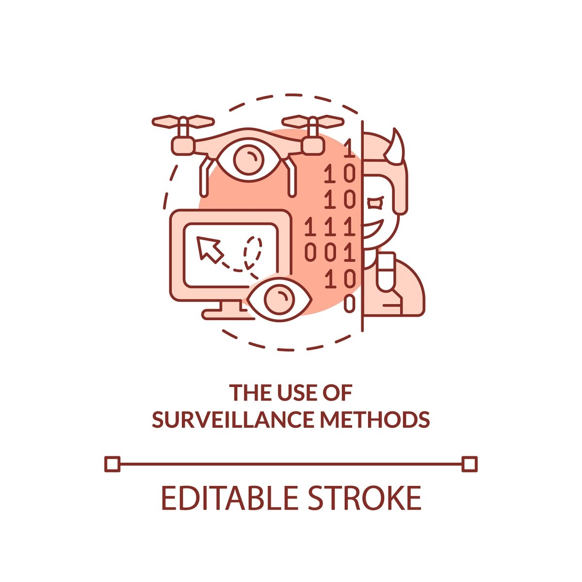 Use of surveillance methods red concept icon
