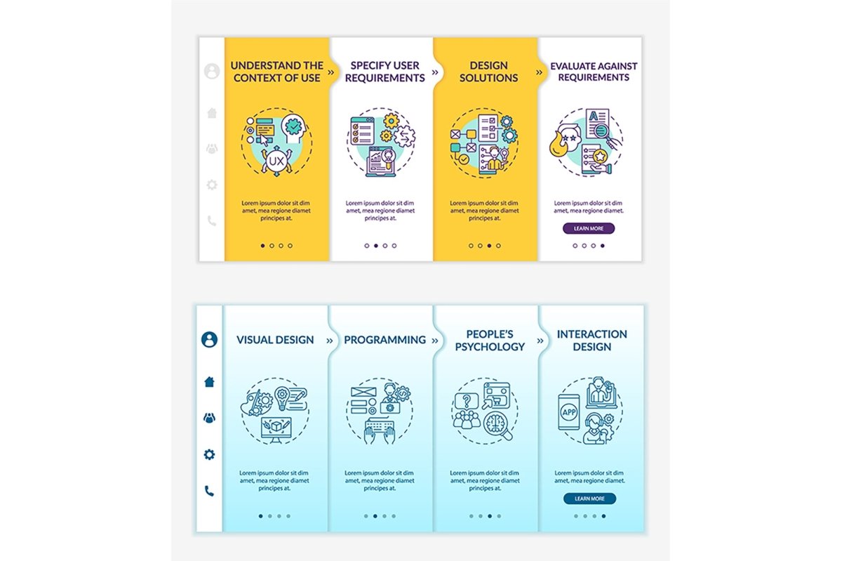 User experience design onboarding vector template