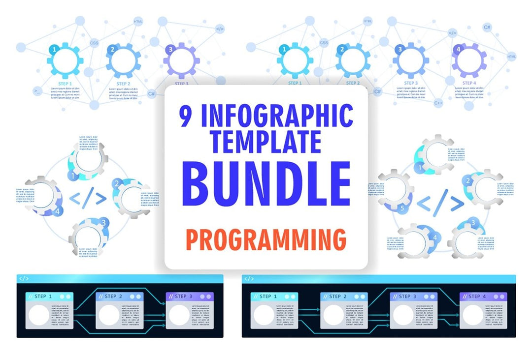 User software infographic template bundle