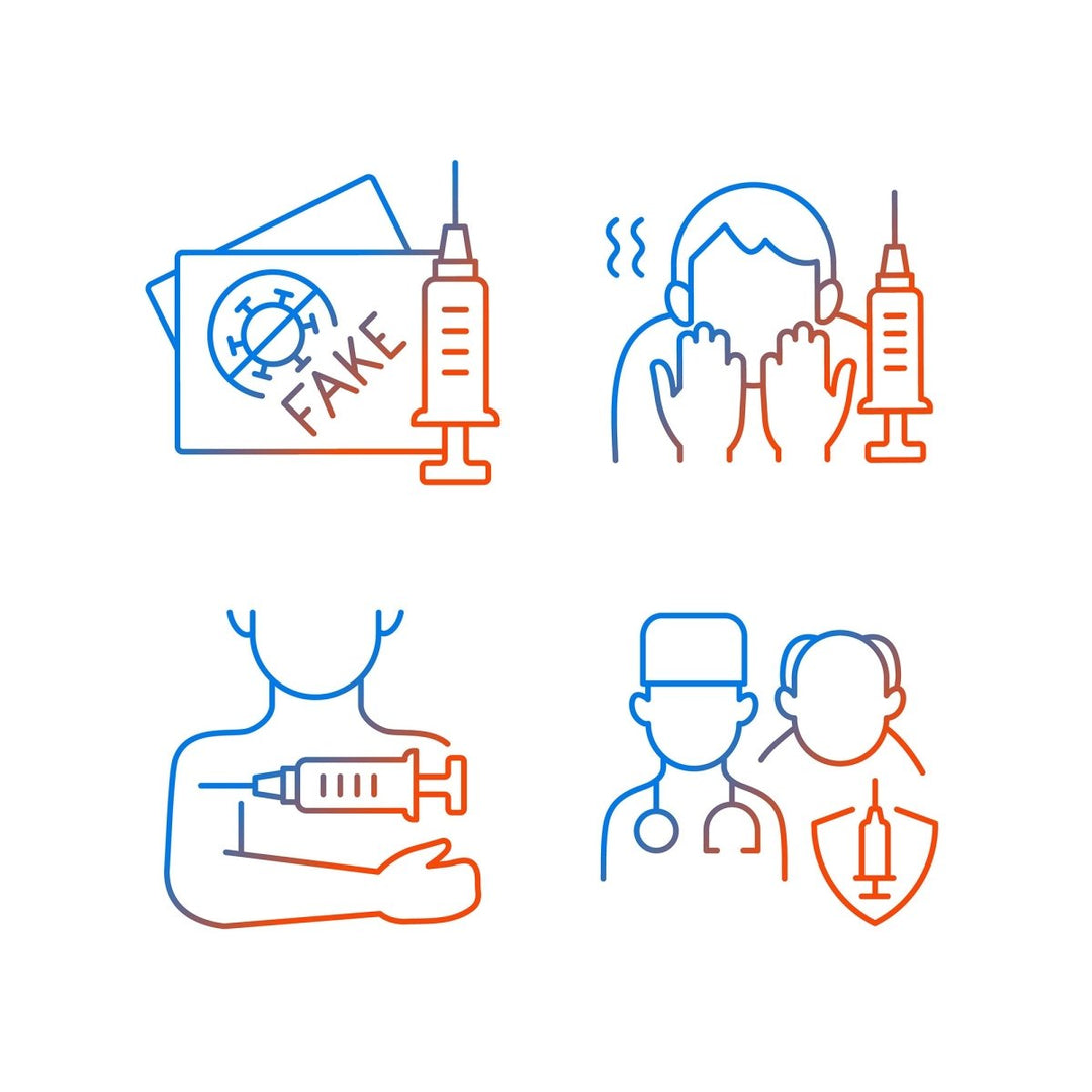 Vaccination and covid passport gradient linear vector icons set