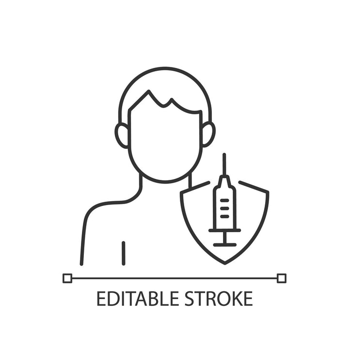 Vaccination and covid passport linear icons set