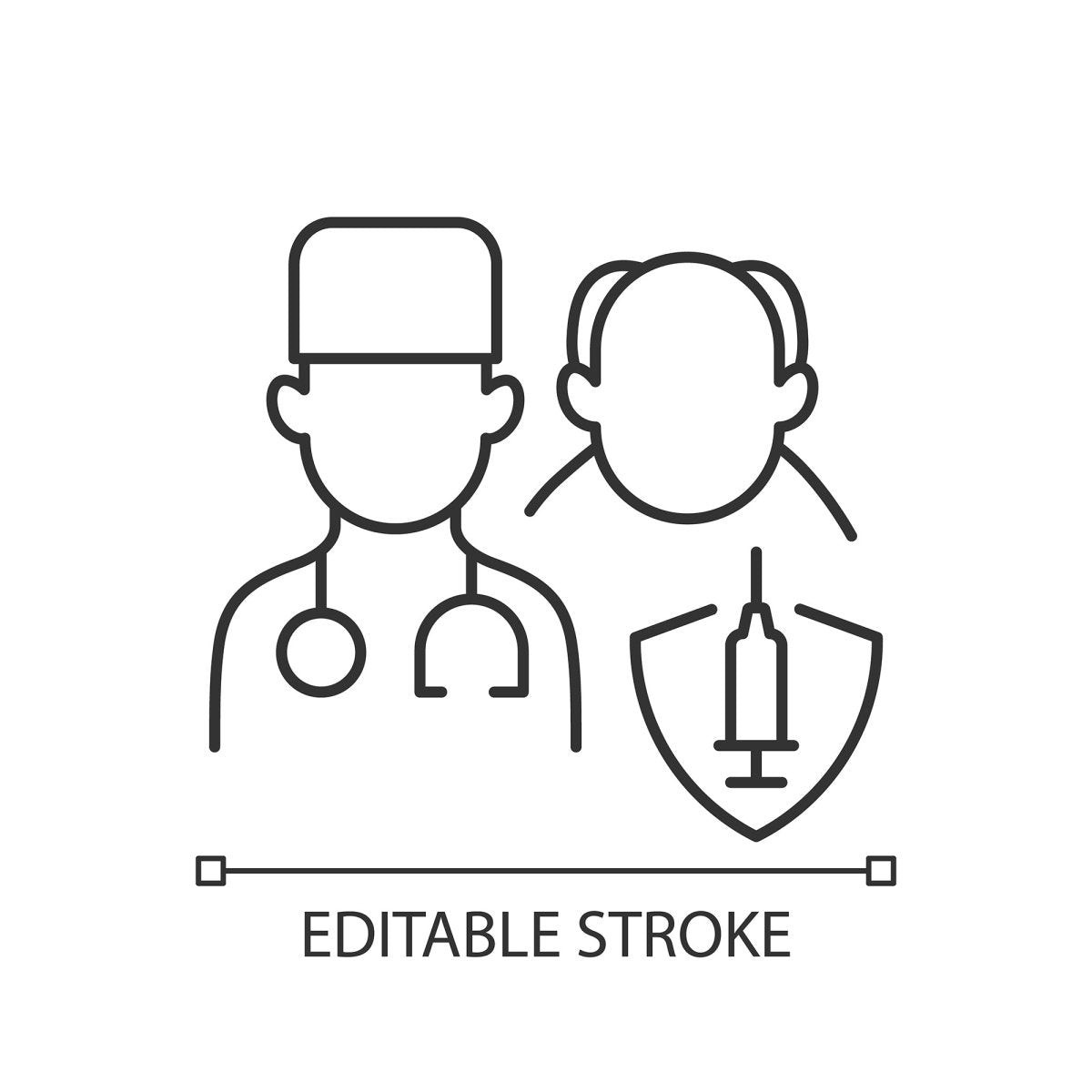 Vaccination and covid passport linear icons set