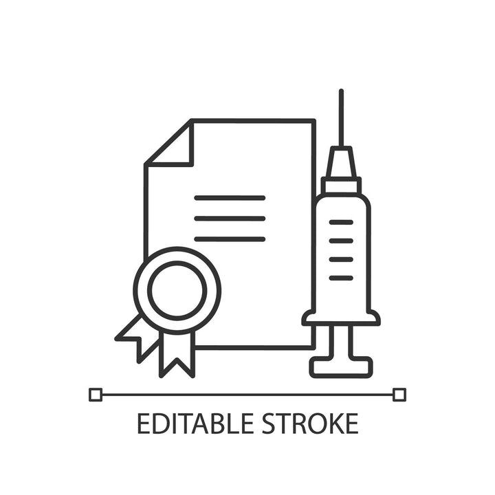 Vaccination and covid passport linear icons set