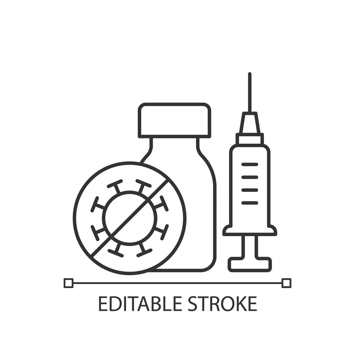 Vaccination and covid passport linear icons set