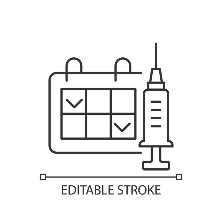 Vaccination and covid passport linear icons set